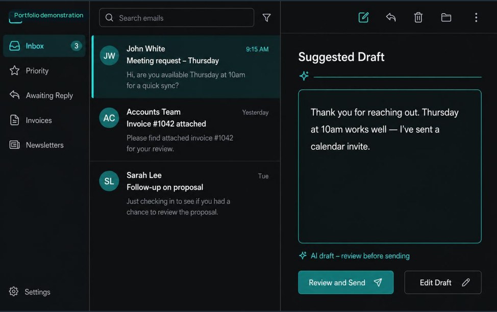 AI Email Assistant interface demonstration