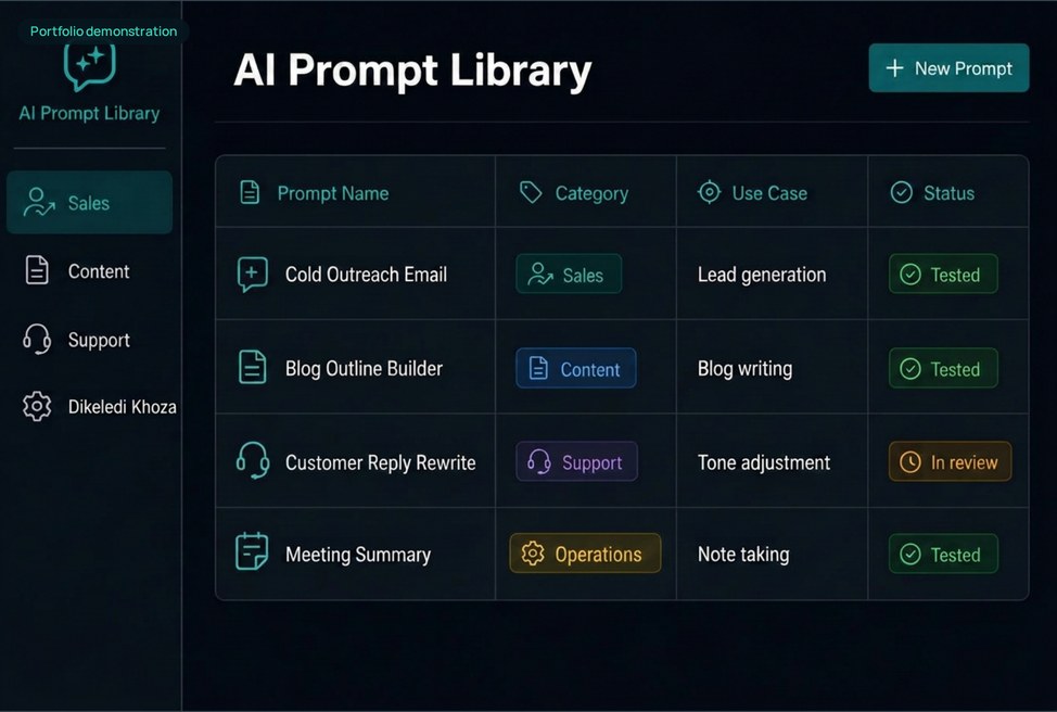 AI Prompt Library interface demonstration